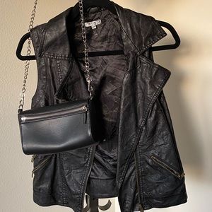 Black Moto leather vest